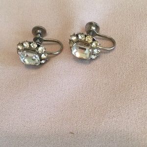 Coro vintage earring rhinestone silver tone